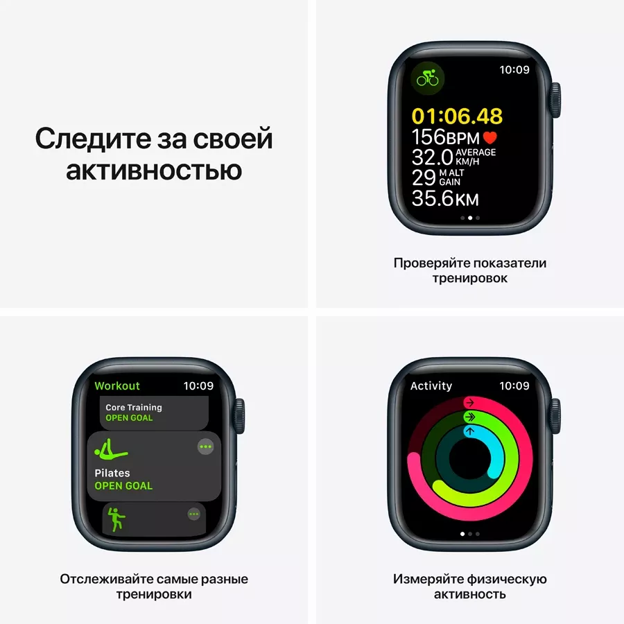 Apple Watch Series 7 GPS, 41мм, Қараңғы түн, Қараңғы түн спорт тобы — image №5