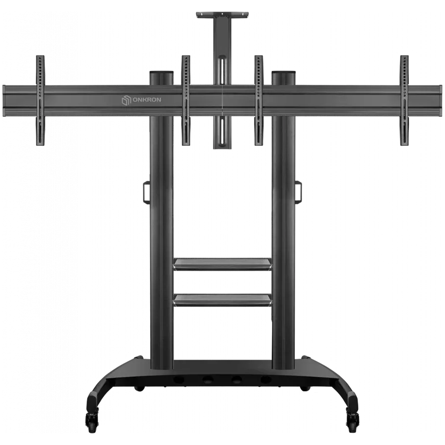 ONKRON Mobile TV Cart Dual TV Stand with Wheels for 40'' – 60 Inch, Black