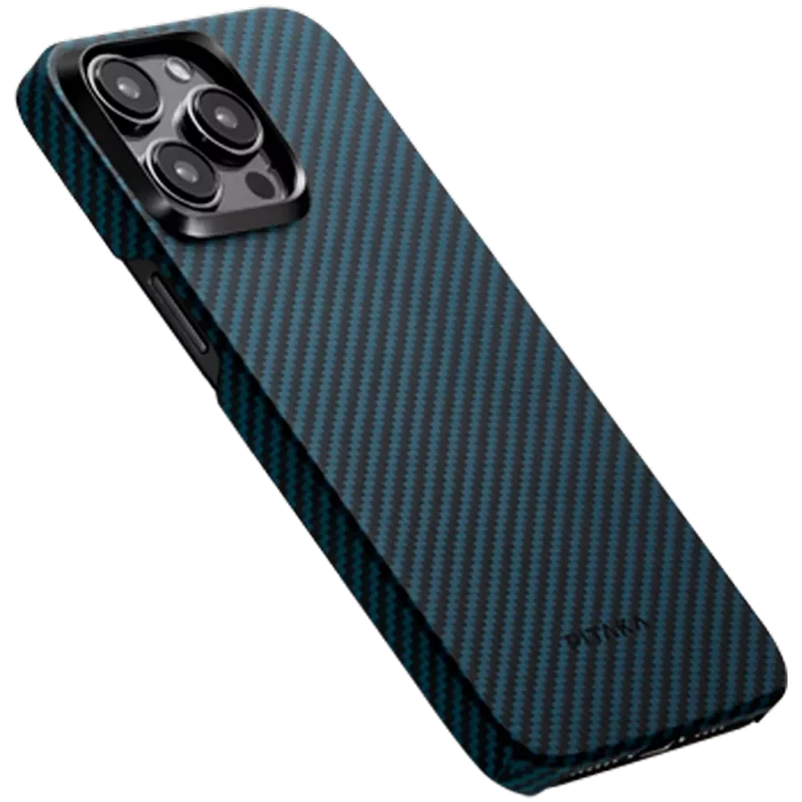Case PITAKA MagEZ Case 4 with MagSafe Black/Blue Twill for iPhone 15 Pro — Image №2