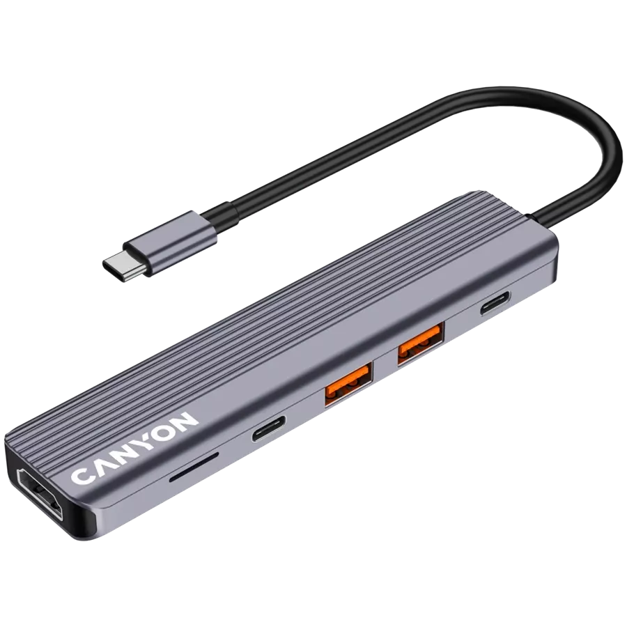 CANYON  Многопортовый адаптер 6in1 USB C hub Серый — Изображение №3