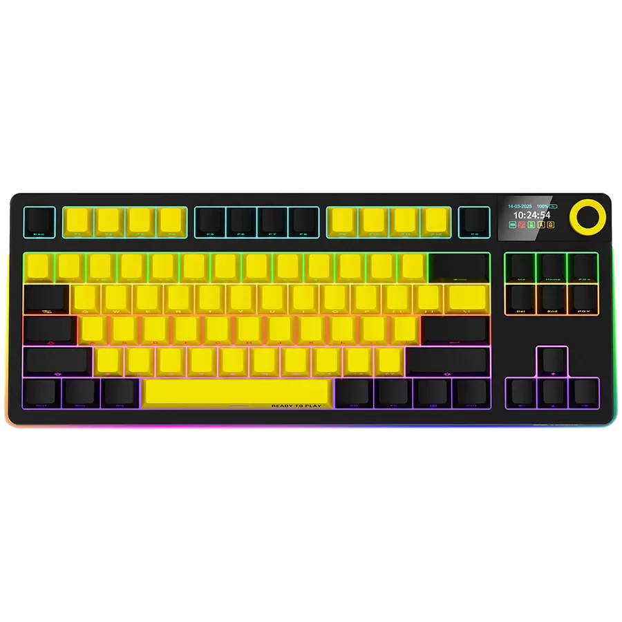 LORGAR KBP70TKLW Gaming Keyboard, Wireless, Yellow, EN — Image №1