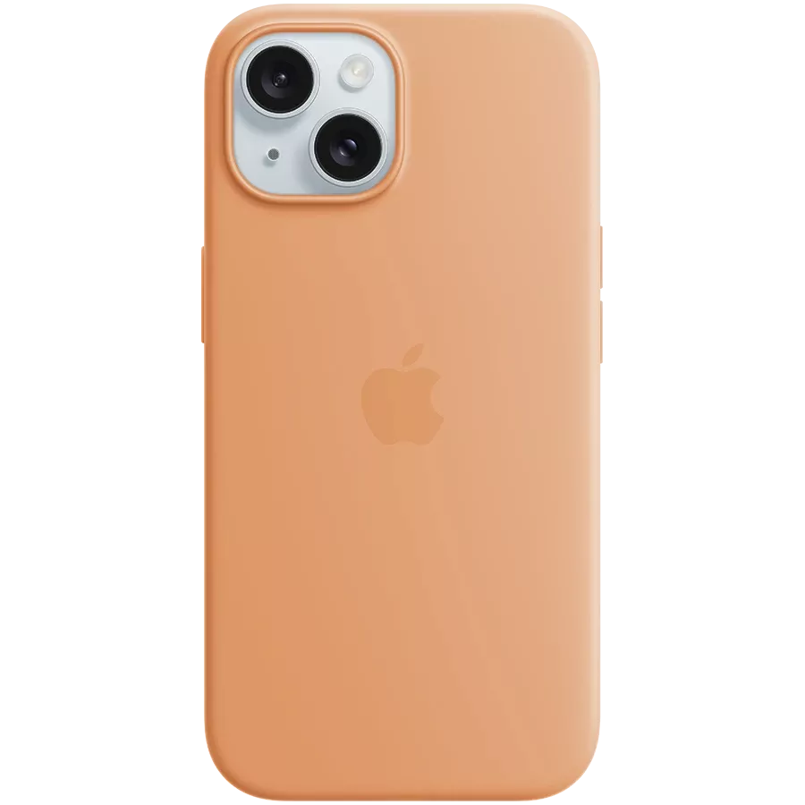 APPLE Silicone Case with MagSafe Orange Sorbet for iPhone 15 — Image №1