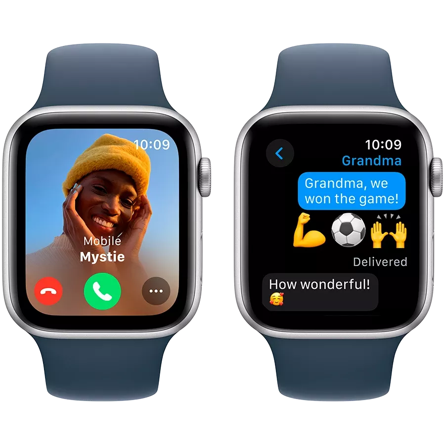 Apple Watch SE GPS Gen.2 (2023), 44мм, Серебристый, Спортивный ремешок Storm Blue, M/L — image №4