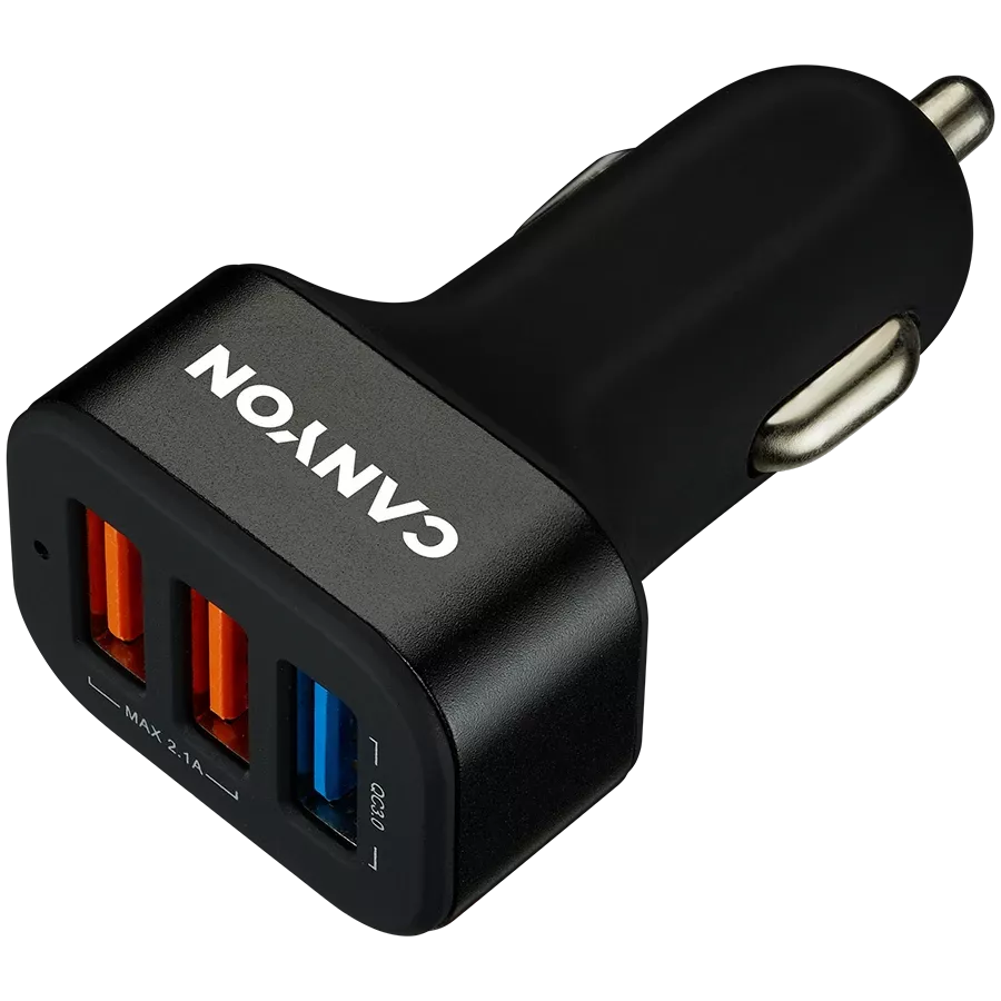 Автомобильный адаптер CANYON C-07 3*USB Type A — Зображення №1