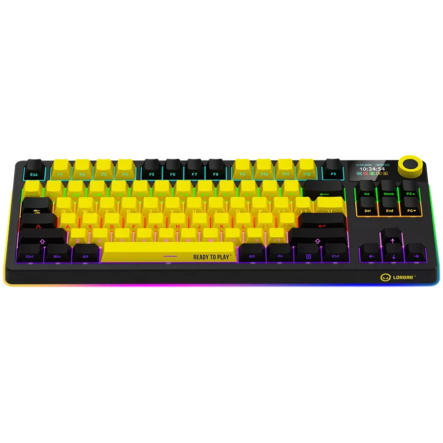 LORGAR KBP70TKLW Gaming Keyboard, Wireless, Yellow, EN — Image №3