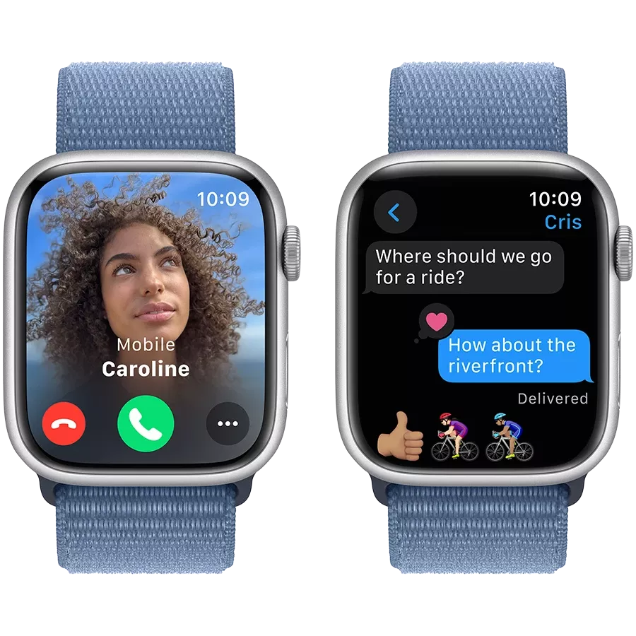 Apple Watch Series 9 GPS  Winter Blue Sport Loop, 45мм, Серебристый — Изображение №6