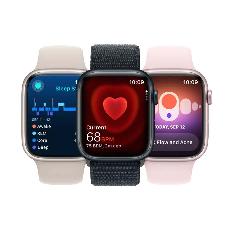 Apple Watch Series 9 GPS  Спортивный ремешок цвета «тёмная ночь», M/L, 45мм, Тёмная ночь — Изображение №7
