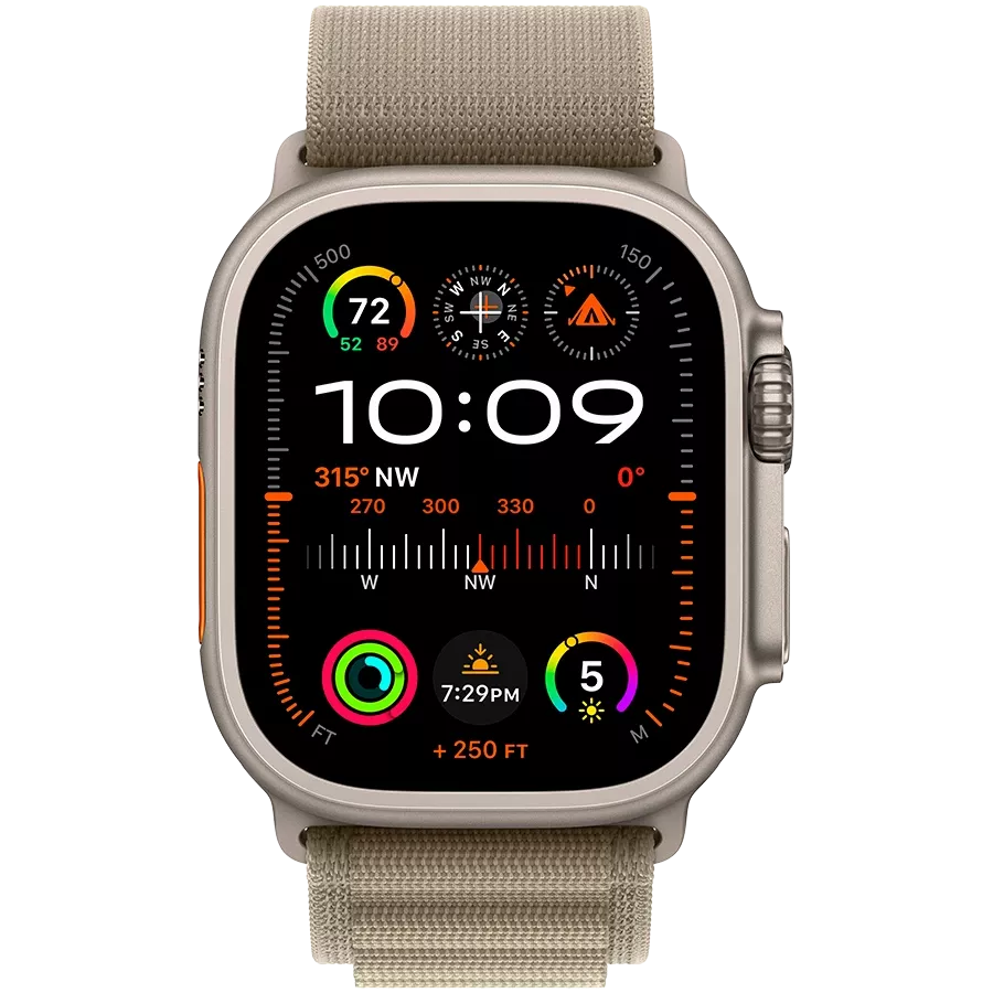 Apple Watch Ultra Series 2 GPS + Cellular, 49mm, Natural, Olive Alpine Loop, Small — Image №2