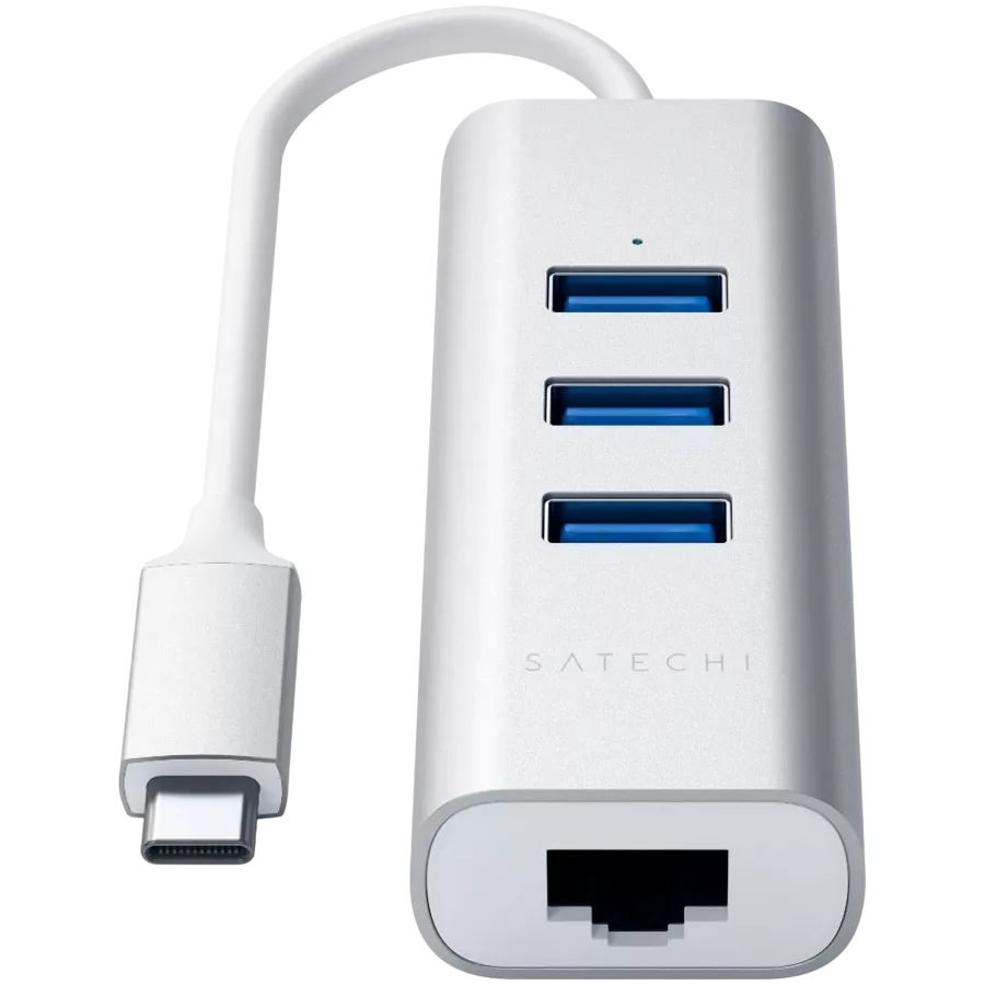 SATECHI  TYPE-C 2-IN-1 USB HUB WITH ETHERNET  Многопортовый адаптер  Серебристый — image №2