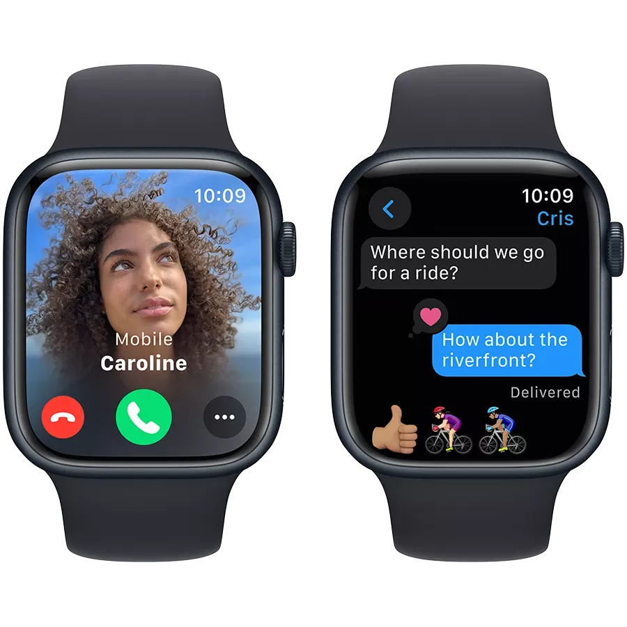 Apple Watch Series 9 GPS  Спортивный ремешок цвета «тёмная ночь», M/L, 45мм, Тёмная ночь — Изображение №4