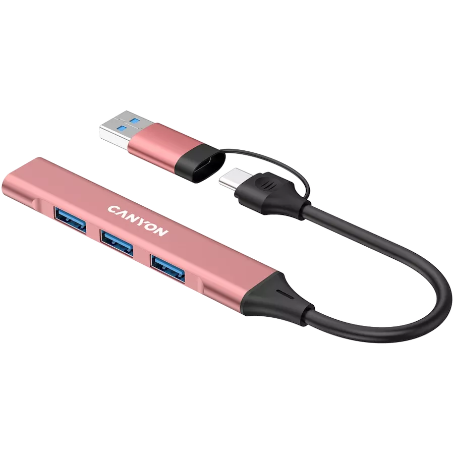 CANYON  DS-02  USB Hub 4 Port USB-C Hub DS-02 Ροζ — Εικών №5