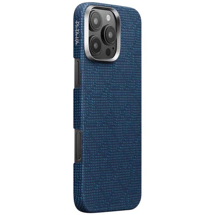 Чехол Pitaka Tactile Woven Monogram Dark Blue for iPhone 16 Pro Max (KI1603PTKP) — Изображение №1