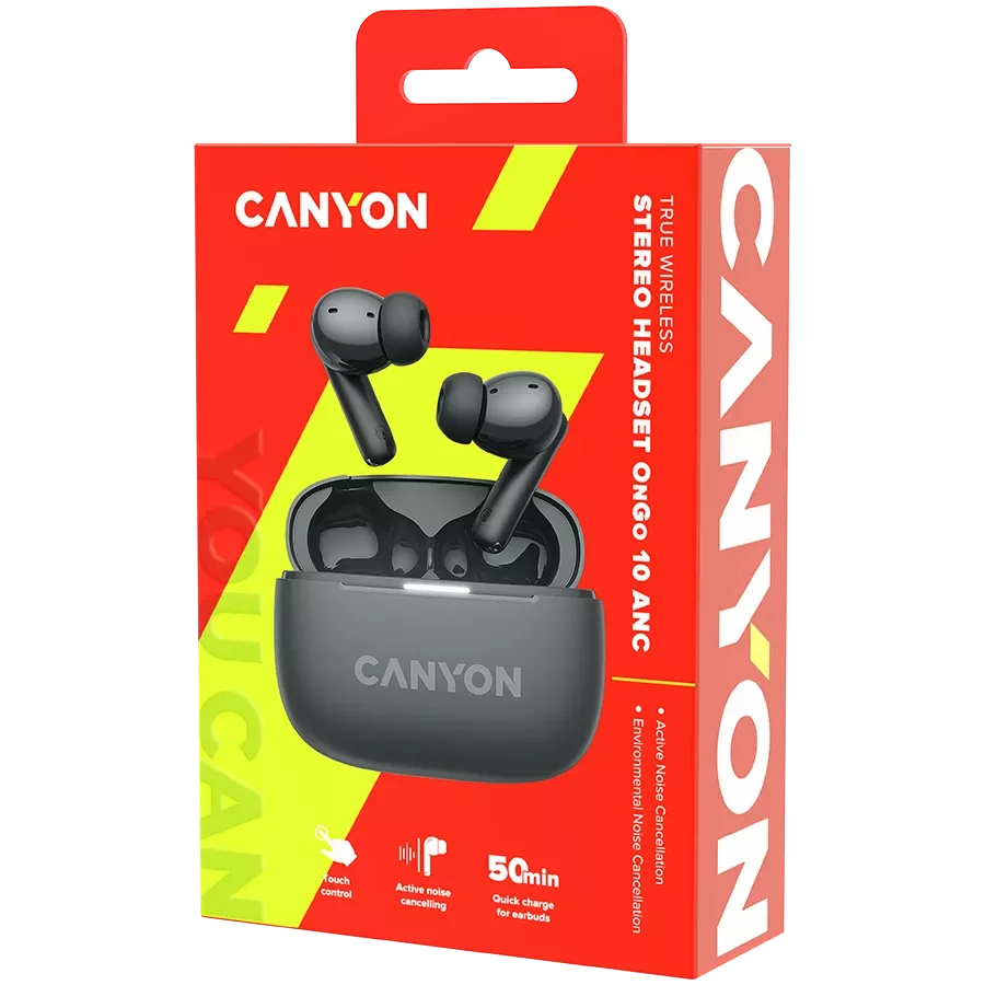 Наушники CANYON TWS-10 OnGo ANC ENC Black (CNS-TWS10BK) — Изображение №9