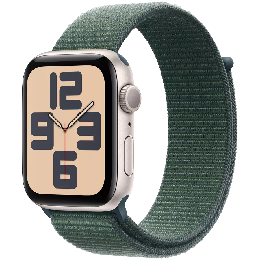 Apple Watch SE GPS Gen. 2, 44мм, Сияющая звезда, Lake Green Sport Loop — image №1