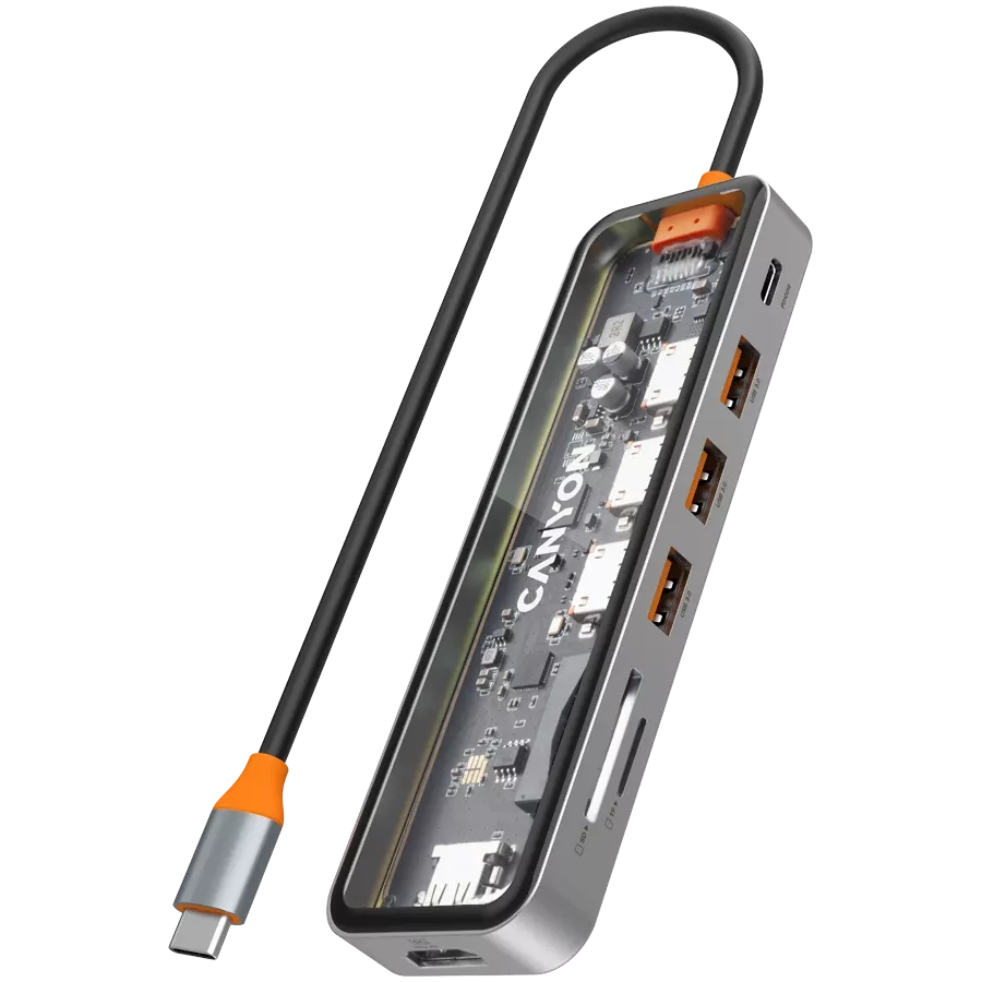 Мультипортова док-станція CANYON DS-13 4k 7в1 USB-C Space Grey (CNS-TDS13) — Зображення №1