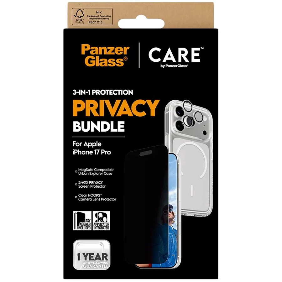 PANZERGLASS Case 3-in-1 Flagship Privacy Bundle with MagSafe, Clear for iPhone 17 Pro — Image №2