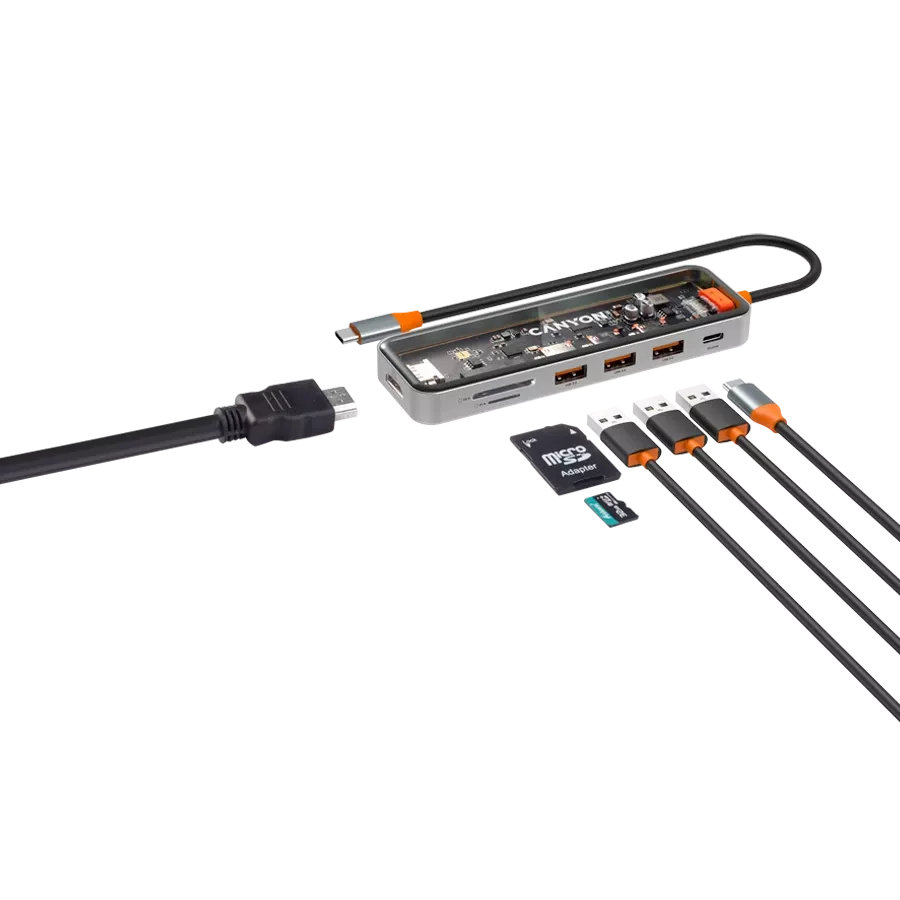 Мультипортова док-станція CANYON DS-13 4k 7в1 USB-C Space Grey (CNS-TDS13) — Зображення №6