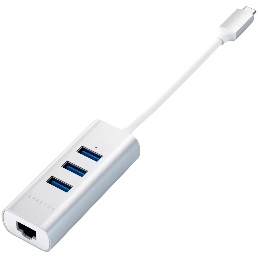 SATECHI  TYPE-C 2-IN-1 USB HUB WITH ETHERNET  Многопортовый адаптер  Серебристый — image №3