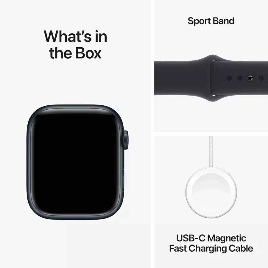 Apple Watch Series 9 GPS  Midnight Sport Band, M/L, 45mm, Midnight — Image №9