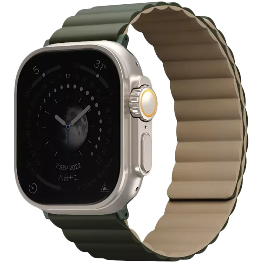 Band UNIQ Revix Moss Green/Tan for Apple Watch 42/44/45/49 mm — სურათი №1