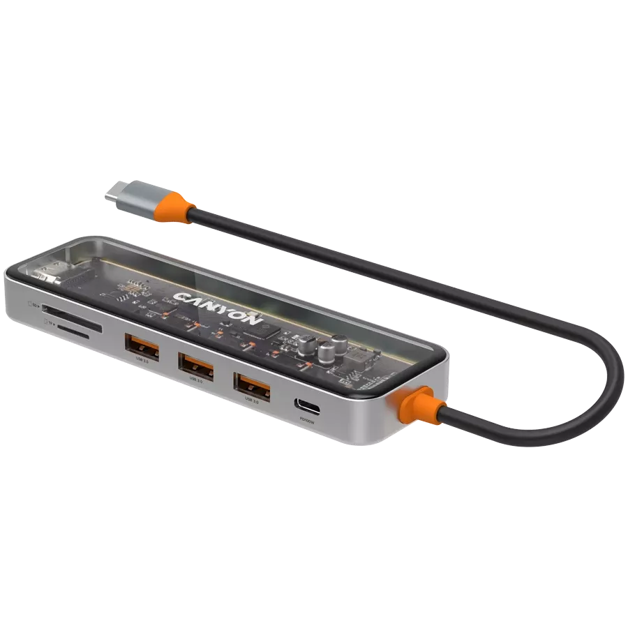 Мультипортова док-станція CANYON DS-13 4k 7в1 USB-C Space Grey (CNS-TDS13) — Зображення №3