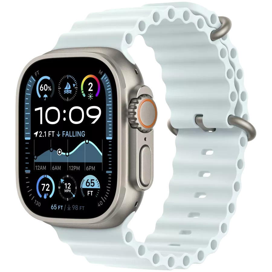 APPLE 49mm Ocean Band - Natural Titanium Finish Ζώνη Ocean Band - Natural Titanium Finish Ice Blue Για Apple Watch 44/45/46/49 mm — Εικών №2
