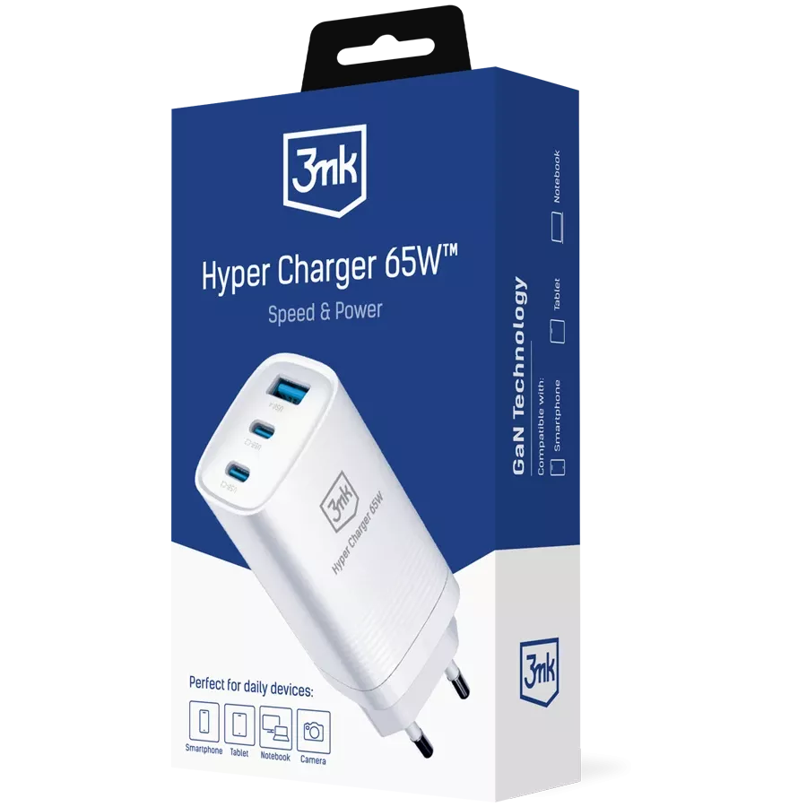 Power Adapter 3MK 3*USB/USB-C USB Type-A, 2*USB Type C, 65 W — Image №1