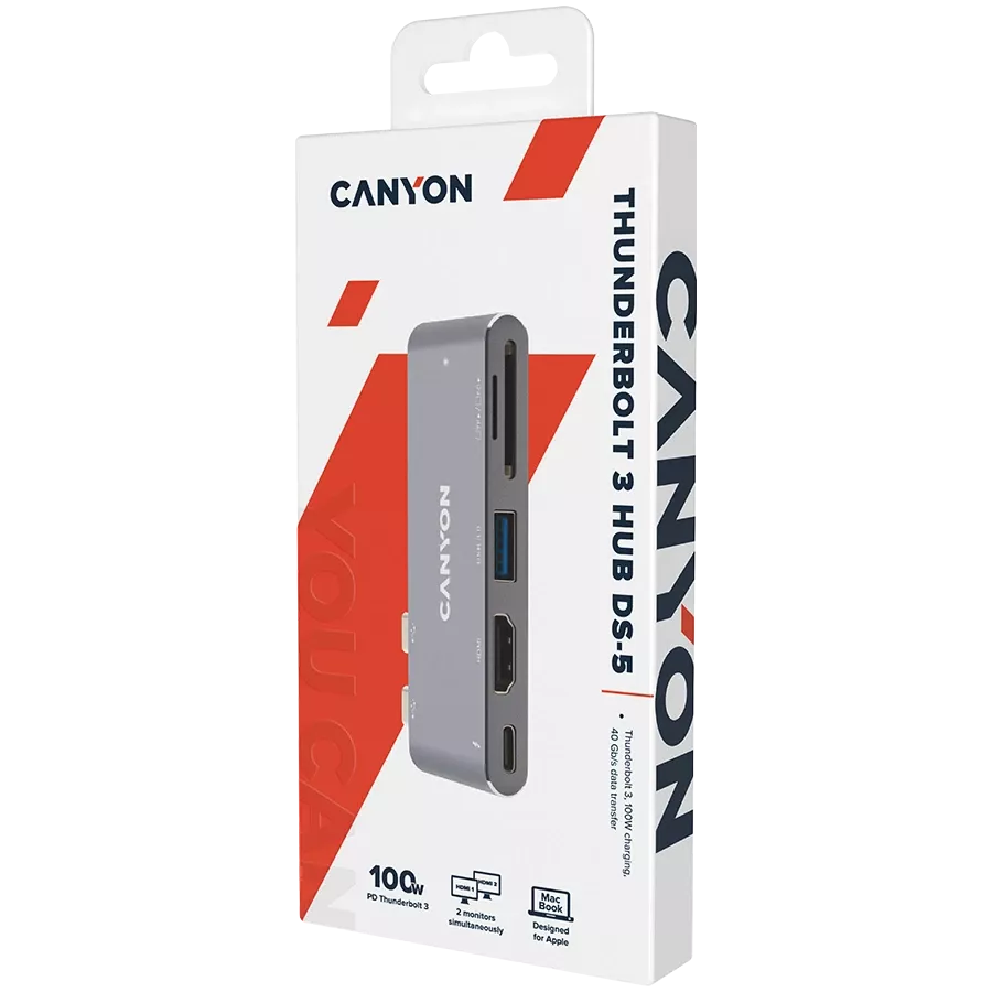 Хаб CANYON для MacBook 7в1: USB-C Power Delivery 100 Вт (CNS-TDS05B) — Изображение №5