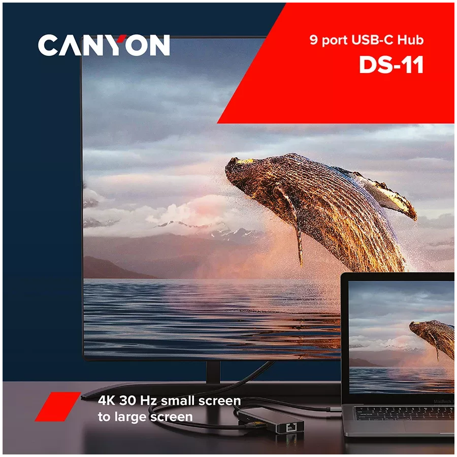 Мультипортовий хаб 9в1 USB-C (CNS-TDS11) — Зображення №3