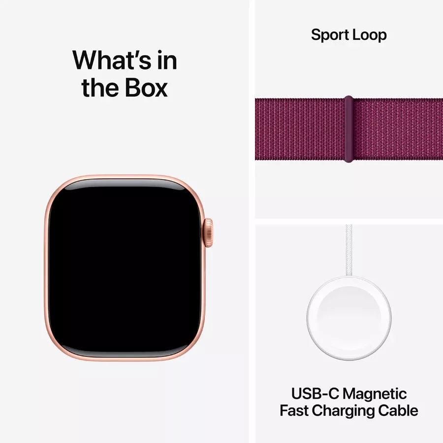 Apple Watch Series 10 GPS  Plum Sport Loop, 46mm, Rose Gold — Image №10