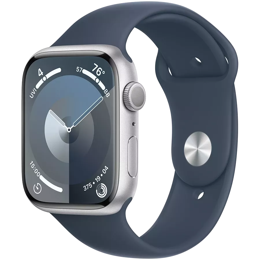 Apple Watch Series 9 GPS 45mm Silver Storm Blue Sport Band M L purchase price MR9E3QI A installments iSpace