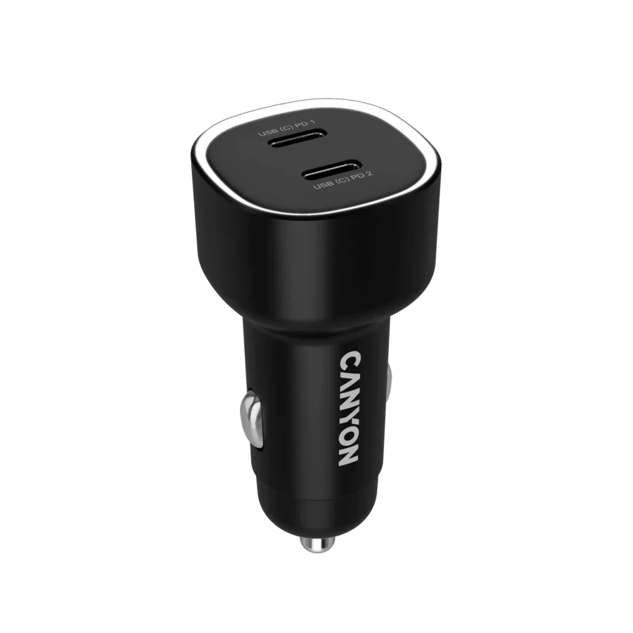CANYON Car Adapter 2*USB-C, 60 W, Black — Image №3