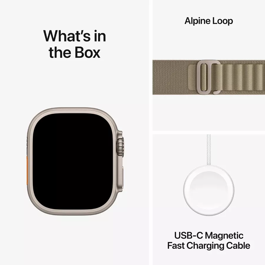 Apple Watch Ultra Series 2 GPS + Cellular  Olive Alpine Loop, Small, 49mm, Natural — Image №9