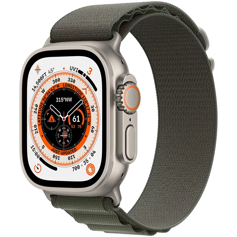 Apple Watch Ultra GPS + Cellular, 49mm, Natural, Green Alpine Loop, Medium — Image №1
