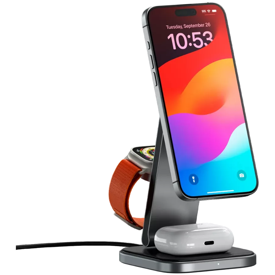 SATECHI 3-in-1 Foldable Wireless Charger, 15 W, Space Gray — Image №4