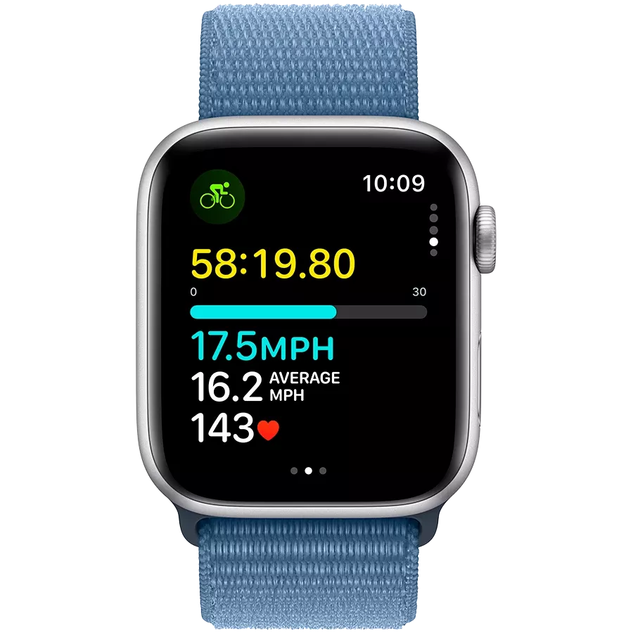 Apple Watch SE GPS Gen.2 (2023), 44мм, Серебристый, Winter Blue Sport Loop — Изображение №6