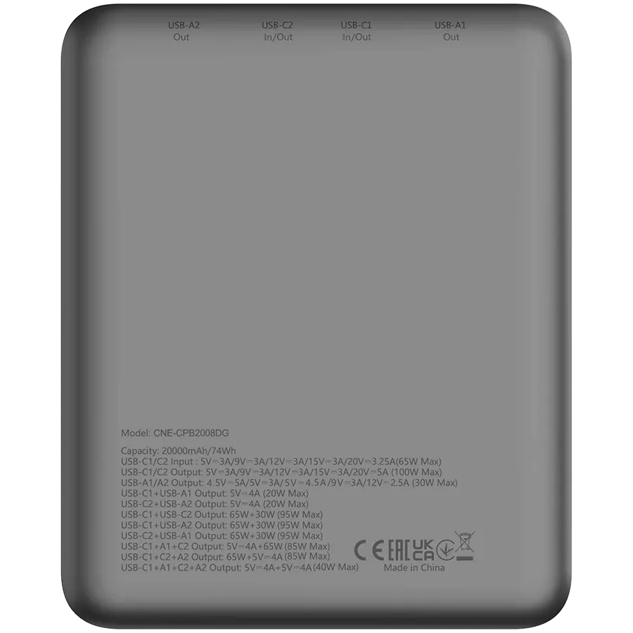 CANYON Power Bank, 20000 mAh, Σκούρο Γκρι — Εικών №6