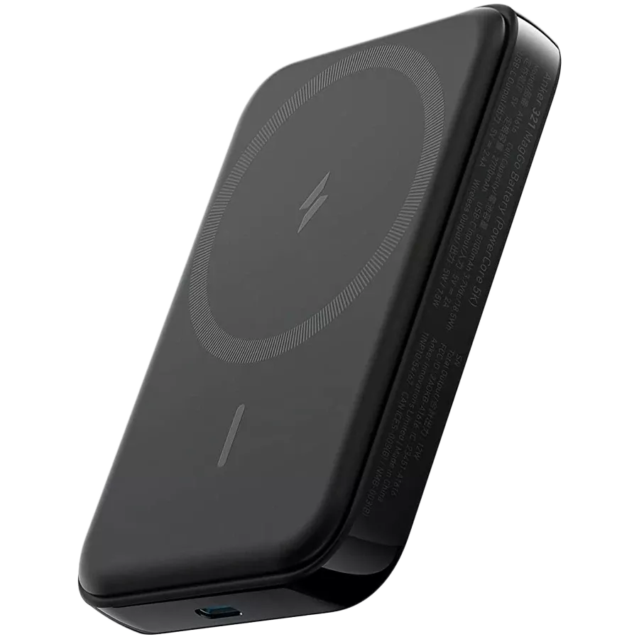 ANKER 321 MagGo Battery (PowerCore Magnetic 5K) Power Bank, 5000 mAh, Μαύρος — Εικών №1