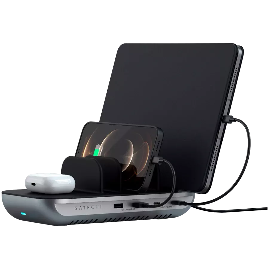 SATECHI Induction Charger, 42 W, Space Gray 2*USB Type-A, 2*USB Type C — Image №4