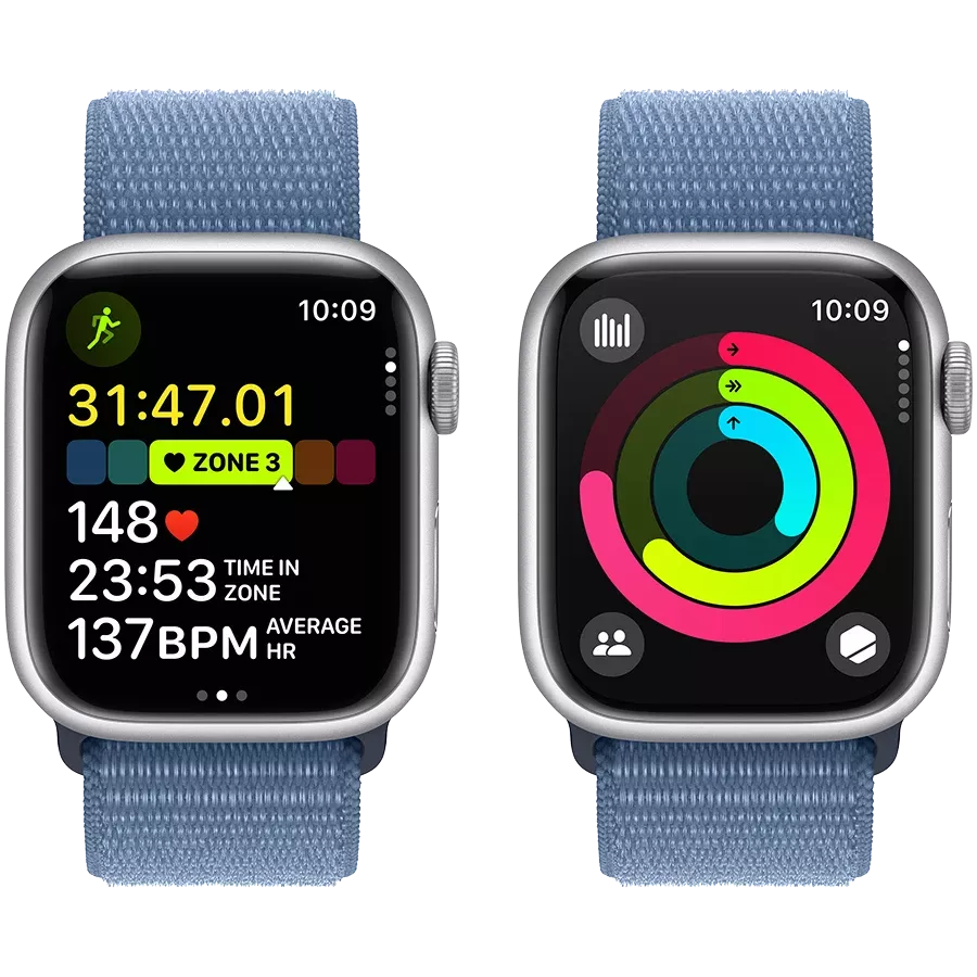 Apple Watch Series 9 GPS  Winter Blue Sport Loop, 41mm, Silver — Image №8