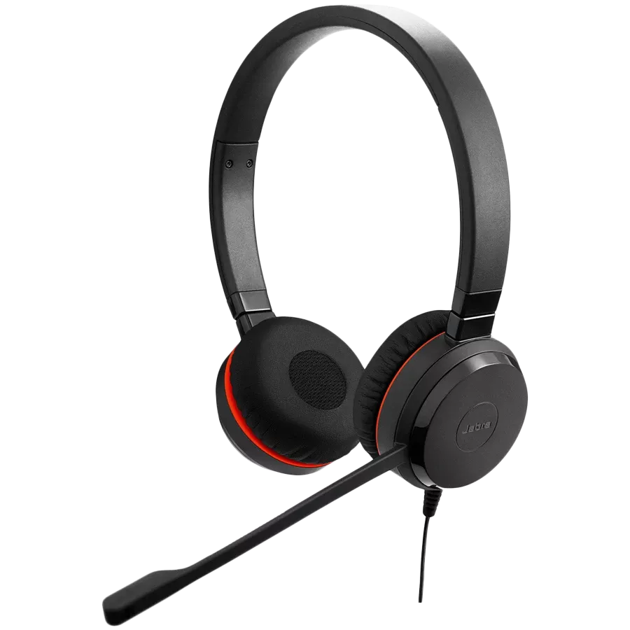 JABRA EVOLVE 20 MS Stereo USB Headband Special Edition Noise cancelling USB connector with mute button and volume control on the cord with leatherette ear cushion Microsoft optimized