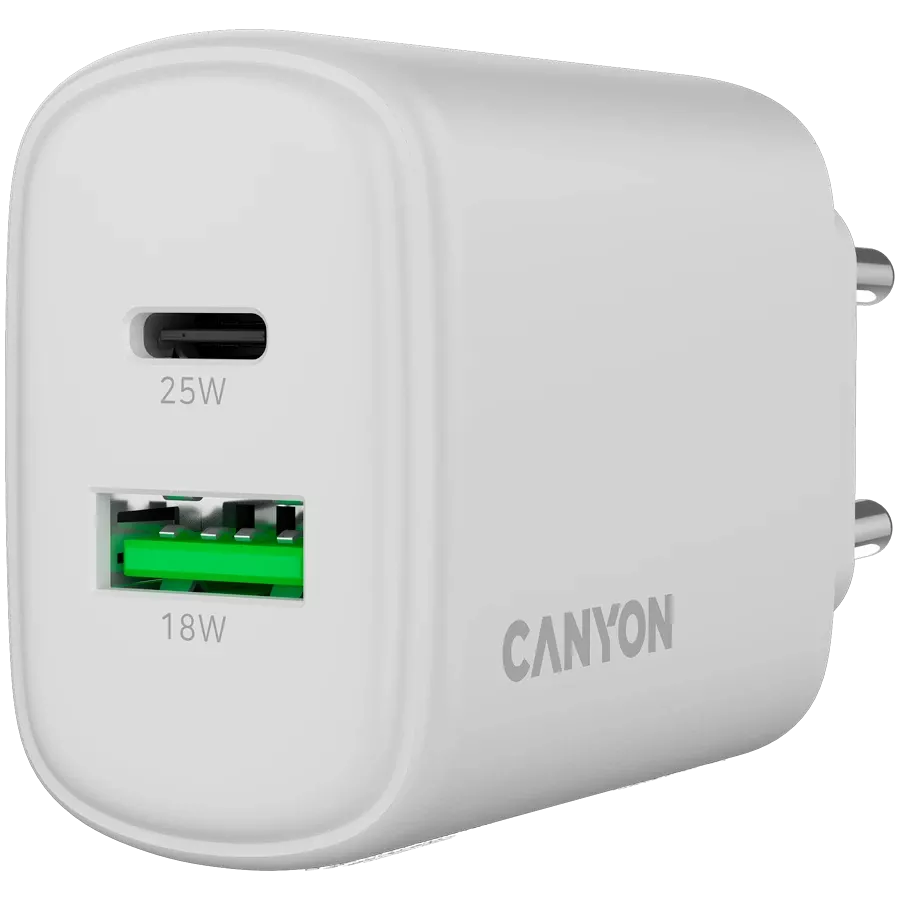 Адаптер питания CANYON OnCharge 250 QC 2*USB/USB-C, 25 Вт — Изображение №5