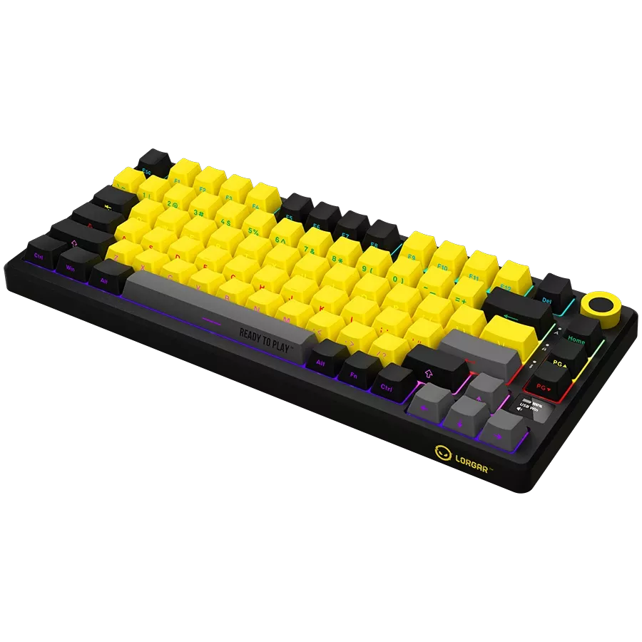 LORGAR KBP7075W Gaming Keyboard, Wireless, Yellow, EN — Image №7