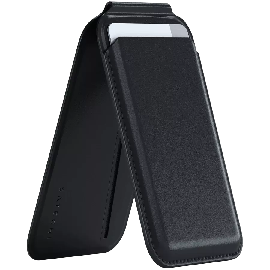 SATECHI Wallet Vegan-Leather Magnetic Wallet Stand , Black — Image №1