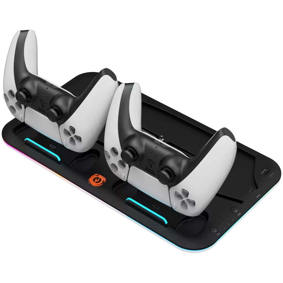 Подставка для PS5 Canyon CS-5 RGB с охлаждением и зарядкой для геймпадов Black — Изображение №3