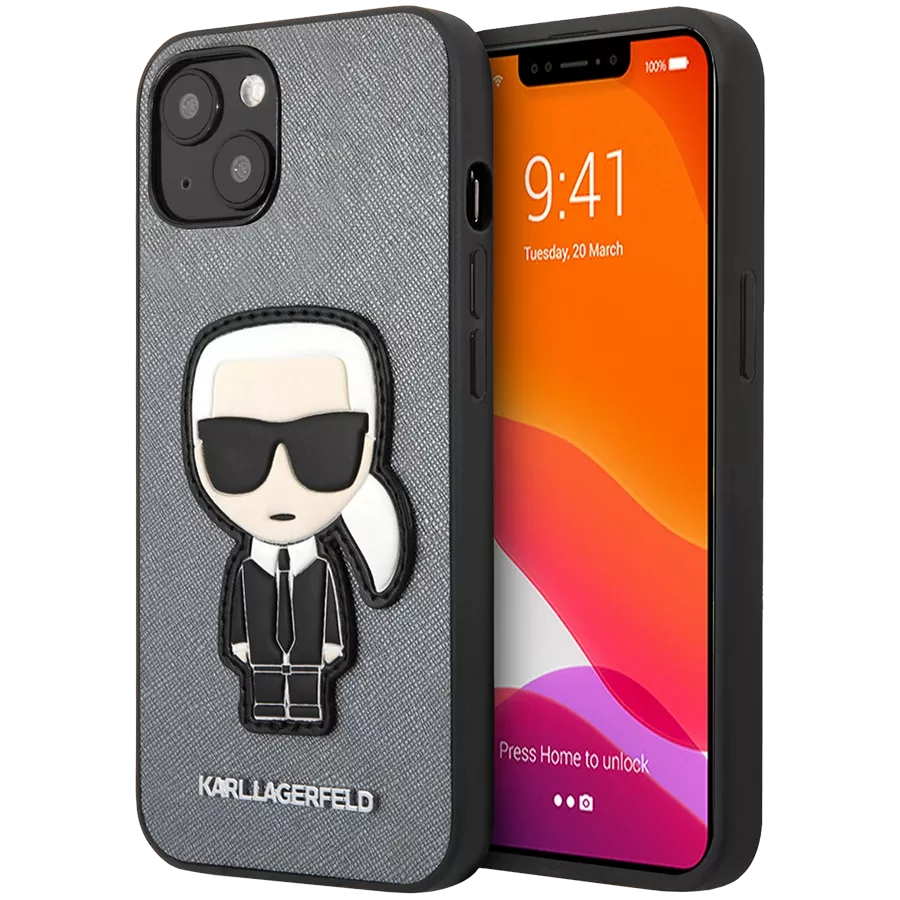 LAGERFELD Іс Saffiano Ikonik Patch Күміс for iPhone 13 — image №1