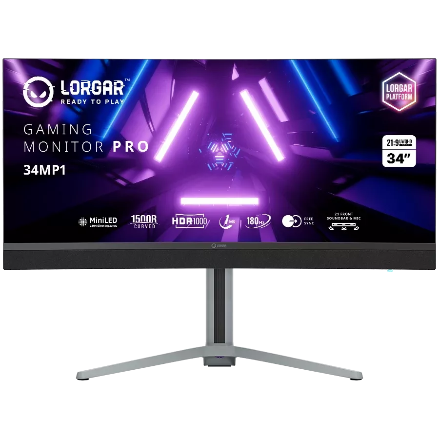 LORGAR Monitor LCD (34", 3440x1440, VA) Black/Milky Gray — Image №1