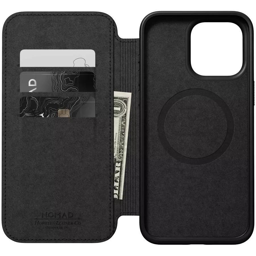 NOMAD Folio Case Modern Leather Folio with MagSafe, Black for iPhone 15 Pro Max — Image №3