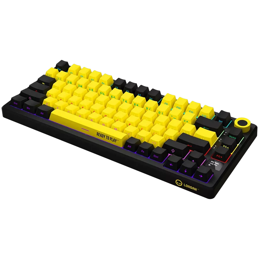 LORGAR KBP7075W Gaming Keyboard, Wireless, Yellow, EN — Image №2