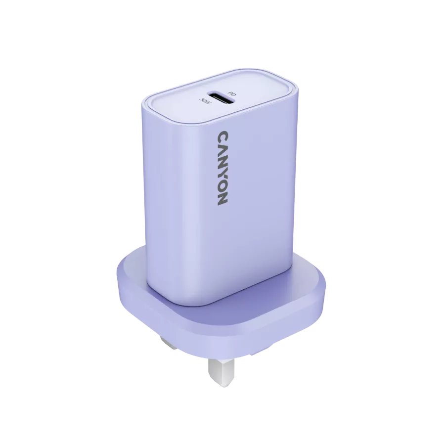 CANYON OnCharge 30CL UK Power Adapter USB-C, 30 W, Lavender — Image №1